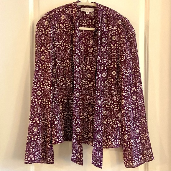 Derek Lam Burgundy and White Patterned Blouse Sz 38 (US 4 appx) - Picture 9 of 12